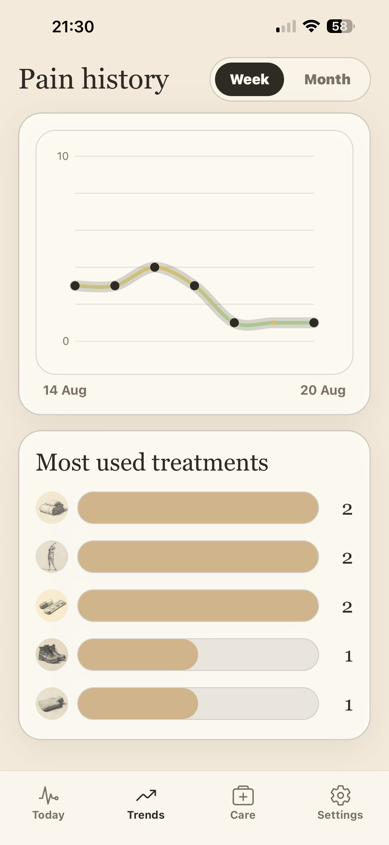 Back Pain Log real app screenshot 1