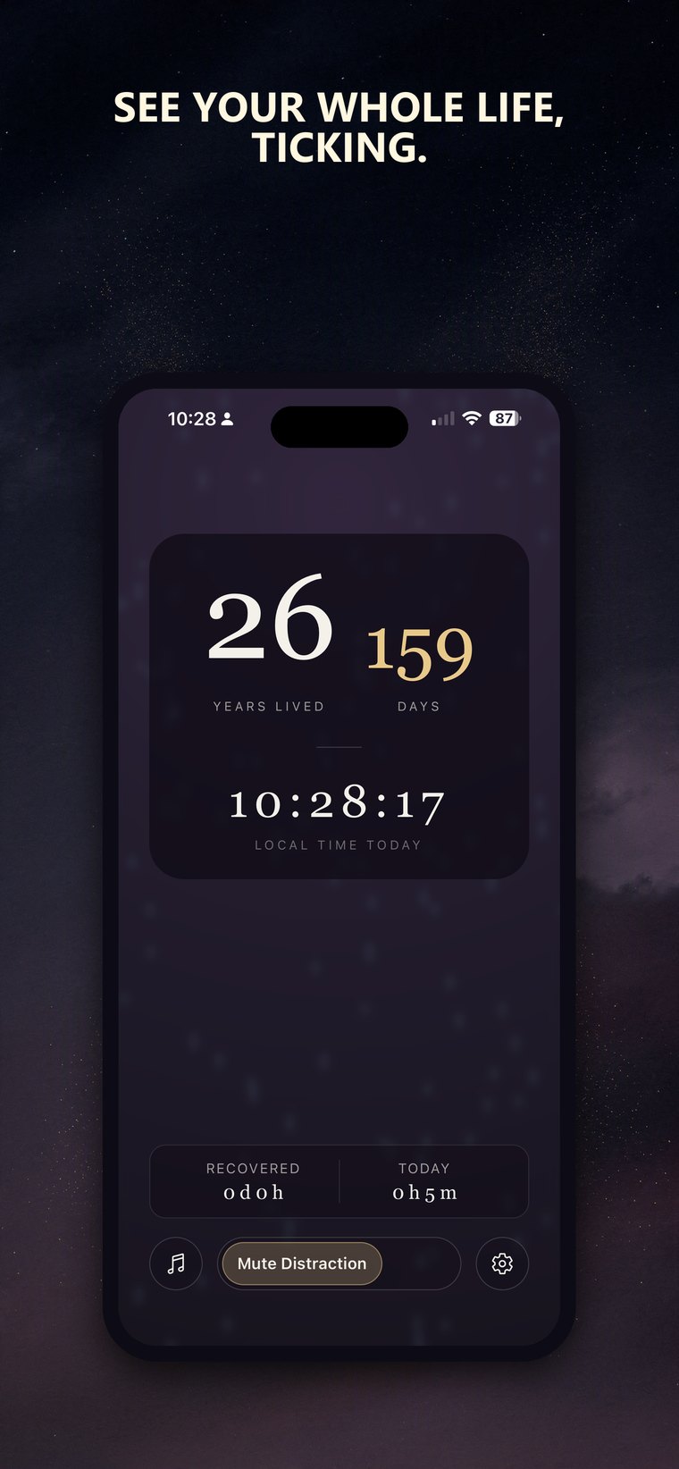 Mute: Life Clock & Focus real app screenshot 1