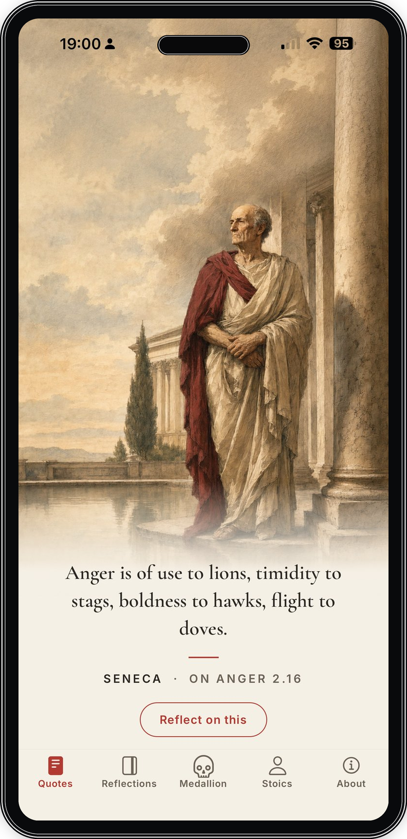 Everyday Stoic real app screenshot 1 in an iPhone frame